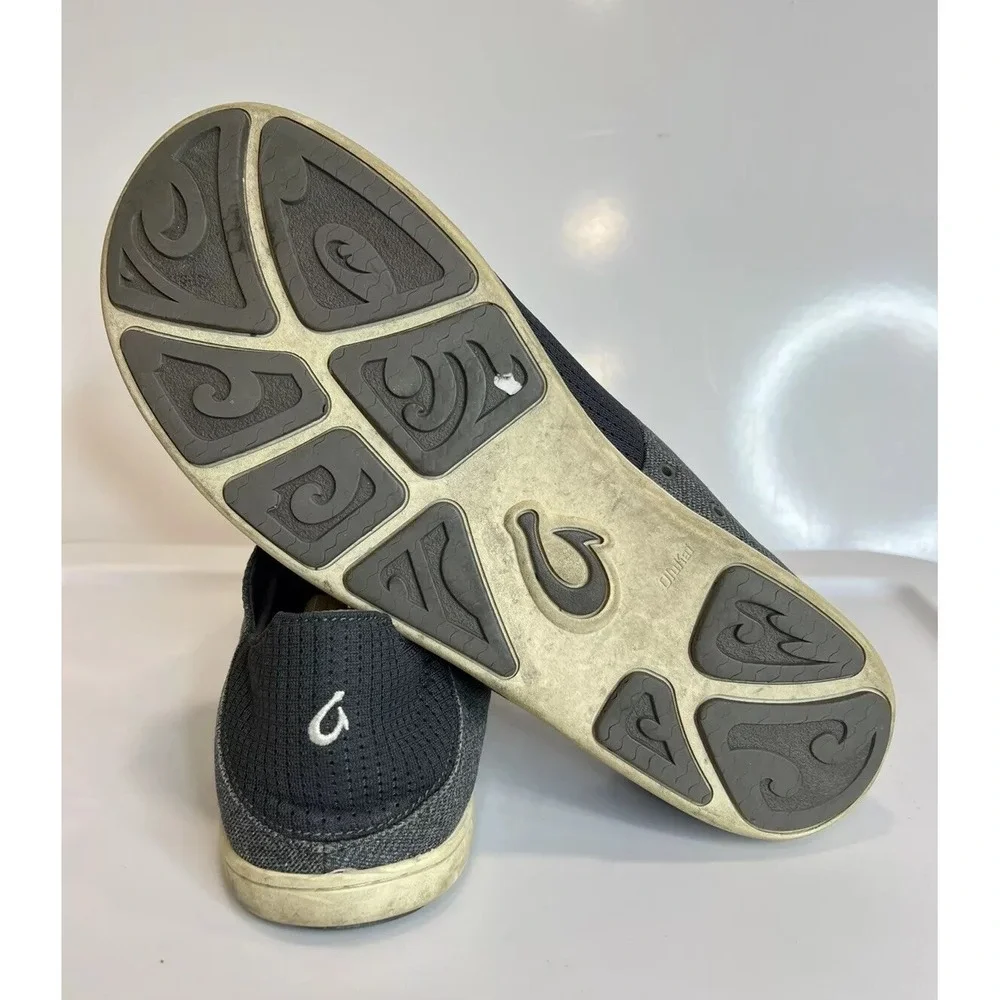 Olukai Nohea Moku Men Gray‎ Slip On Dark Shadow Comfort Shoes USA Size 13 M